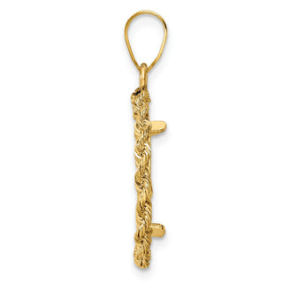 14k Yellow Gold 2mm Rope Edge 15.5mm Prong Coin Bezel Pendant - Fits 2.5 Pesos