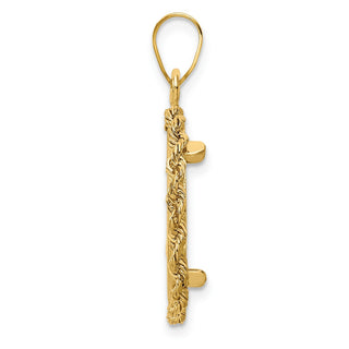 14k Yellow Gold 2mm Rope Edge 16mm Prong Coin Bezel Pendant - Fits 1/10 oz Maple Leaf, Maple Leaf, and Other Coins