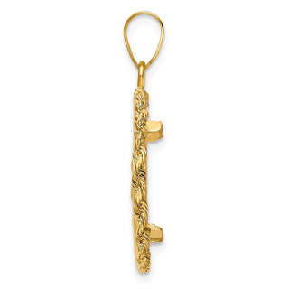 14k Yellow Gold 2mm Rope Edge 16.5mm Prong Coin Bezel Pendant - Fits 1/10 oz American Eagle and 1/10 oz Krugerrand