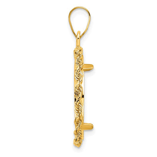 14k Yellow Gold 2mm Rope Edge 18mm Prong Coin Bezel Pendant - Fits 1/10 oz Cat, 1/10 oz Panda, and US Dime