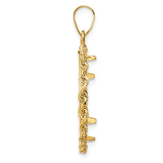 14k Yellow Gold 2mm Rope Edge 19.0mm Prong Coin Bezel Pendant - Fits 5 Pesos