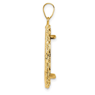 14k Polished Rope 22.0mm Prong Coin Bezel Pendant - Fits 1/4 oz American Eagle and Other Coins