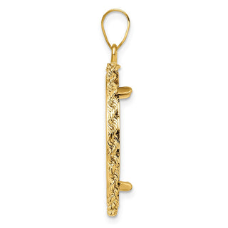 14k Yellow Gold 2mm Rope Edge 22.6mm Prong Coin Bezel Pendant - Fits 10 Pesos and US $5 Liberty Classic