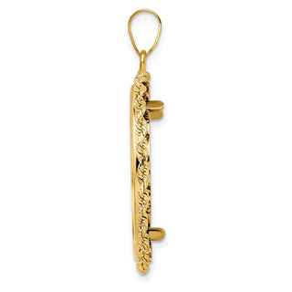 14k Yellow Gold 2mm Rope Edge 25.4mm Prong Coin Bezel Pendant - Fits 1/4 oz American Eagle and Other Coins
