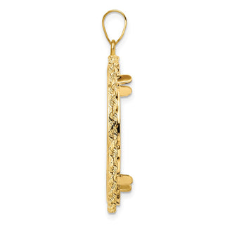 14k Yellow Gold 2mm Rope Edge 27mm Prong Coin Bezel Pendant - Fits 1/2 oz American Eagle, US $10 Liberty, and Other Coins