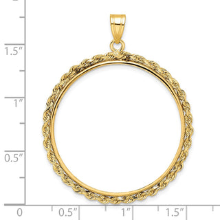 14k Yellow Gold 2mm Rope Edge 32mm Prong Coin Bezel Pendant - Fits 1 oz Australian Nugget, 1 oz Kangaroo, 1 oz Panda, and Other Coins
