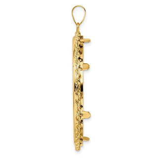 14k Yellow Gold 2mm Rope Edge 37mm Prong Coin Bezel Pendant - Fits 50 Pesos and Centenario