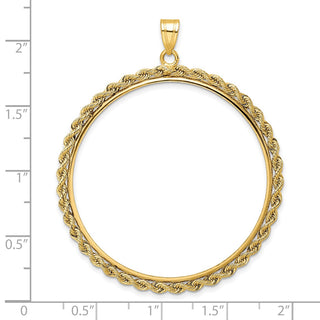 14k Yellow Gold 2mm Rope Edge 39.5mm Prong Coin Bezel Pendant - Fits 4 Ducat