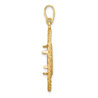 14k Yellow Gold Polished and Diamond-cut Greek Key with Rope Border 13.0mm Prong Coin Bezel Pendant - Fits 2 Pesos