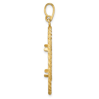 14k Yellow Gold Polished and Diamond-cut Greek Key with Rope Border 16.5mm Prong Coin Bezel Pendant - Fits 1/10 oz American Eagle and 1/10 oz Krugerrand