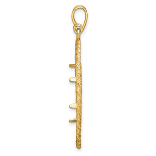 14k Yellow Gold Polished and Diamond-cut Greek Key with Rope Border 17.8mm Prong Coin Bezel Pendant - Fits US $2.50 Liberty and Other Coins
