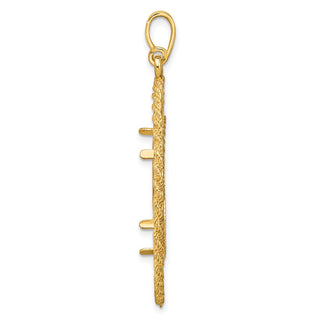 14k Yellow Gold Polished and Diamond-cut Greek Key with Rope Border 21.6mm Prong Coin Bezel Pendant - Fits US $5 Bald Eagle and US $5 Congressional