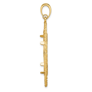 14k Yellow Gold Polished and Diamond-cut Greek Key with Rope Border 27.0mm Prong Coin Bezel Pendant - Fits 1/2 oz American Eagle, US $10 Liberty, and Other Coins