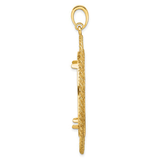 14k Yellow Gold Polished and Diamond-cut Greek Key with Rope Border 34.2mm Prong Coin Bezel Pendant - Fits US $20 Liberty and US $20 St. Gaudens