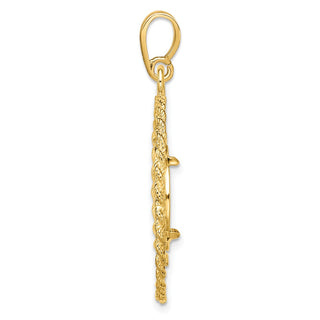 14k Yellow Gold 13mm Greek Key w/ Rope Border Prong Coin Bezel Pendant - Fits 2 Pesos and US $1