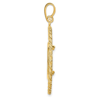 14k Yellow Gold 16.5mm Greek Key w/ Rope Border Prong Coin Bezel Pendant - Fits 1/10 oz American Eagle and 1/10 oz Krugerrand