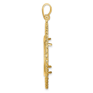 14k Yellow Gold 21.6mm Greek Key w/ Rope Border Prong Coin Bezel Pendant - Fits US $5 Bald Eagle and US $5 Congressional