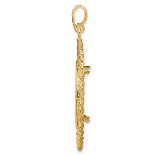 14k Yellow Gold 22mm Greek Key w/ Rope Border Prong Coin Bezel Pendant - Fits 1/4 oz American Eagle and Other Coins