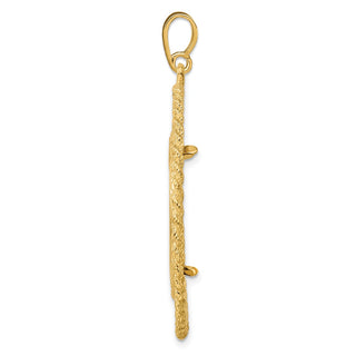 14k Yellow Gold 24.5mm Greek Key w/ Rope Border Prong Coin Bezel Pendant