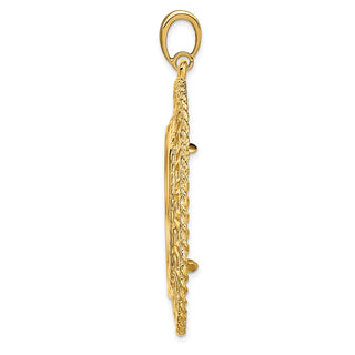 14k Yellow Gold 27mm Greek Key w/ Rope Border Prong Coin Bezel Pendant - Fits 1/2 oz American Eagle, US $10 Liberty, and Other Coins