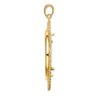 14k Yellow Gold 32.7mm Greek Key w/ Rope Border Prong Coin Bezel Pendant - Fits 1 oz American Eagle, 1 oz Cat, and 1 oz Krugerrand