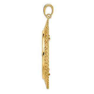 14k Yellow Gold 34.2mm Greek Key w/ Rope Border Prong Coin Bezel Pendant - Fits US $20 Liberty and US $20 St. Gaudens