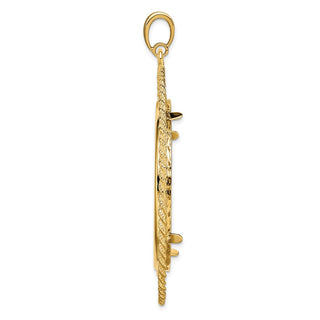 14k Yellow Gold 37mm Greek Key w/ Rope Border Prong Coin Bezel Pendant - Fits 50 Pesos and Centenario