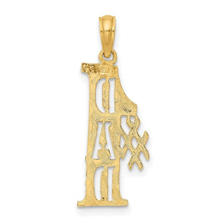 14k Yellow Gold #1 Dad Cut-Out Vertical Pendant