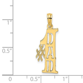 14k Yellow Gold #1 Dad Cut-Out Vertical Pendant