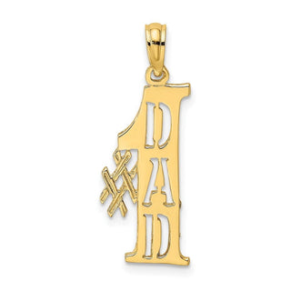 14k Yellow Gold #1 Dad Cut-Out Vertical Pendant