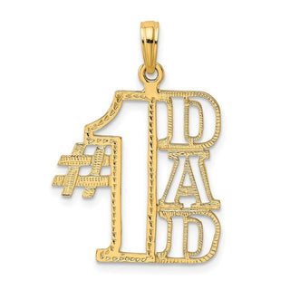 14k Yellow Gold #1 Dad Cut-Out Pendant
