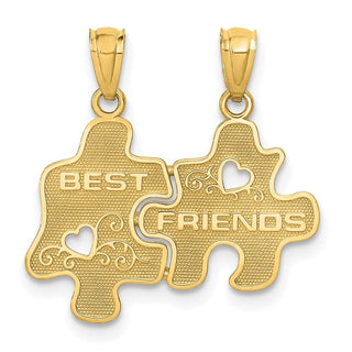 14k Yellow Gold Best Friends Puzzle Pieces Break-Apart Pendant C3026