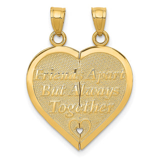 14k Yellow Gold Reversible Forever and Ever Break-Apart Heart Pendant