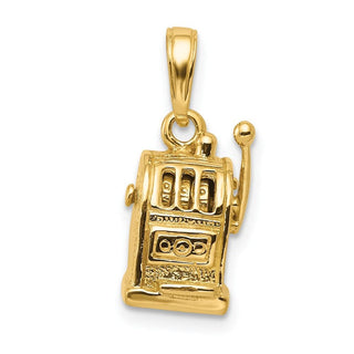 14k Yellow Gold 3-D Moveable Slot Machine Pendant
