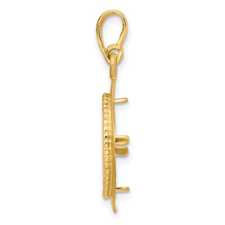 14k Yellow Gold 13mm Textured & Beaded Kite-Shape Prong Coin Bezel Pendant - Fits 2 Pesos and US $1