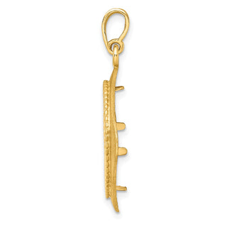 14k Yellow Gold 16.5mm Textured & Beaded Kite-Shape Prong Coin Bezel Pendant - Fits 1/10 oz American Eagle and 1/10 oz Krugerrand