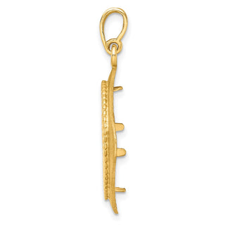 14k Yellow Gold 17.8mm Textured & Beaded Kite-Shape Prong Coin Bezel Pendant - Fits US $2.50 Liberty and Other Coins