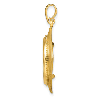 14k Yellow Gold 20mm Textured & Beaded Kite-Shape Prong Coin Bezel Pendant - Fits 1/4 oz Kangaroo