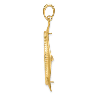 14k Yellow Gold 27mm Textured & Beaded Kite-Shape Prong Coin Bezel Pendant - Fits 1/2 oz American Eagle, US $10 Liberty, and Other Coins