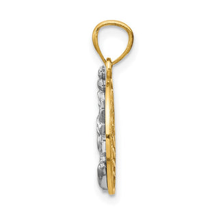 14k Yellow Gold Two-tone Lady Liberty on American Flag Disk Pendant