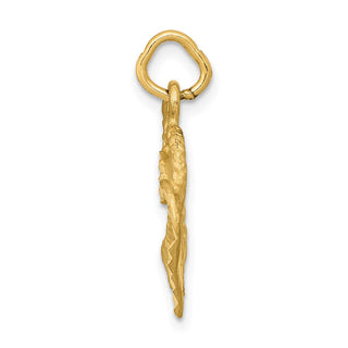 14k Yellow Gold Polished and Textured Double Heart Charm C308