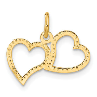 14k Yellow Gold Polished Double Heart Charm C309