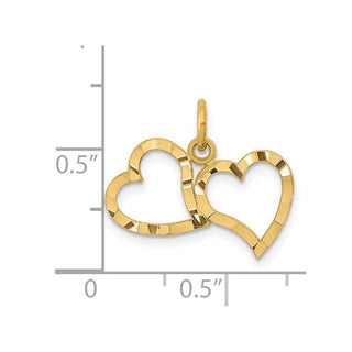 14k Yellow Gold Polished Double Heart Charm C309