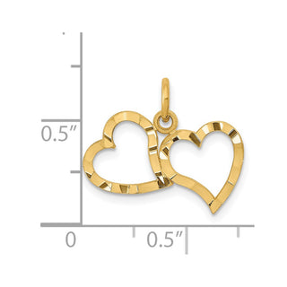 14k Yellow Gold Polished Double Heart Charm C309