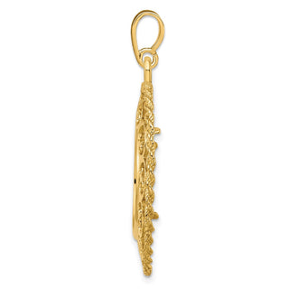 14k Yellow Gold Rope Edge w/ Scroll Design 17.8mm Prong Coin Bezel Pendant - Fits US $2.50 Liberty and Other Coins