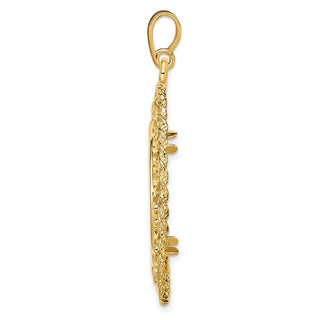 14k Yellow Gold Rope Edge w/ Scroll Design 22mm Prong Coin Bezel Pendant - Fits 1/4 oz American Eagle and Other Coins