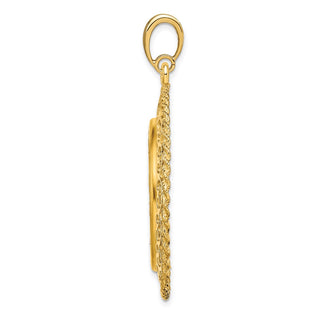 14k Yellow Gold Rope Edge w/ Scroll Design 27mm Prong Coin Bezel Pendant - Fits 1/2 oz American Eagle, US $10 Liberty, and Other Coins