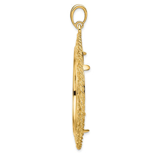 14k Yellow Gold Rope Edge w/ Scroll Design 37mm Prong Coin Bezel Pendant - Fits 50 Pesos and Centenario