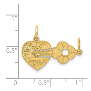 14k Yellow Gold Heart and Key Break Apart Charm