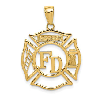 14k Yellow Gold Fd Member In Shield Pendant